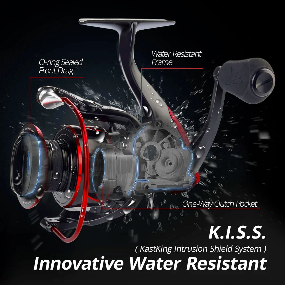 Innovative water-resistant spinning reel body with reinforced graphite frame and sealed internal components