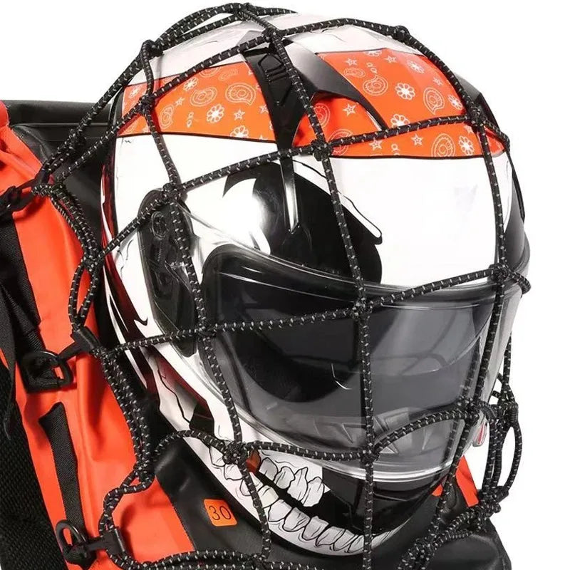 Waterproof backpack with removable helmet net