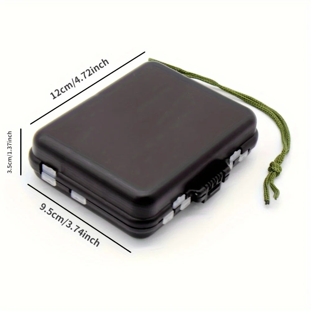 Durable waterproof fishing tackle storage box with strong latch and cord strap