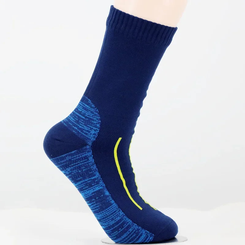 Blue waterproof knee high socks with arch support