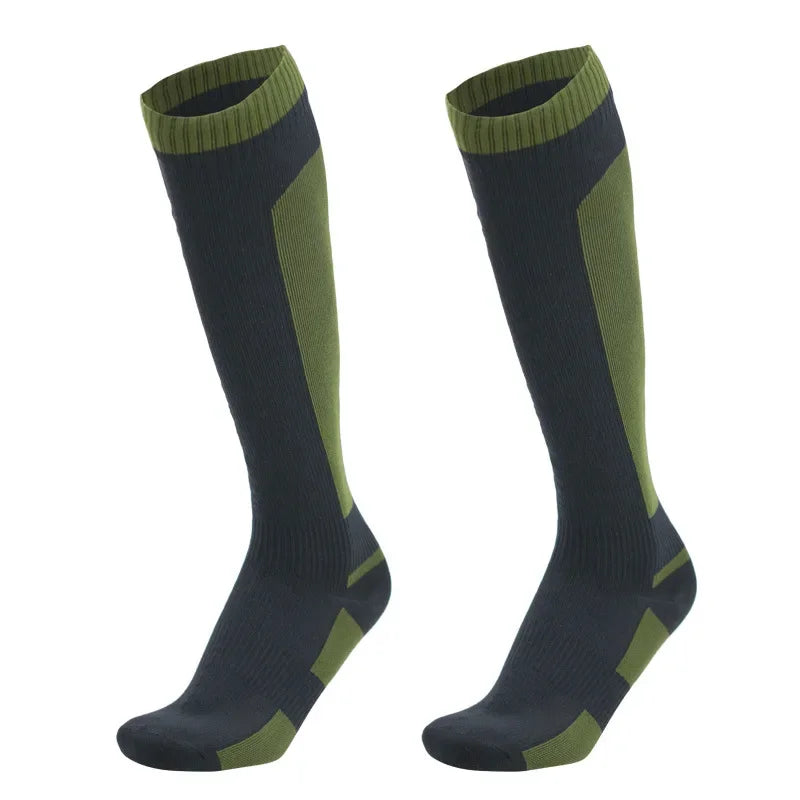 Olive and black waterproof knee high outdoor socks