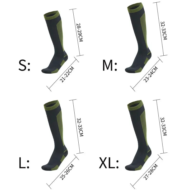 Waterproof knee high socks size chart S to XL
