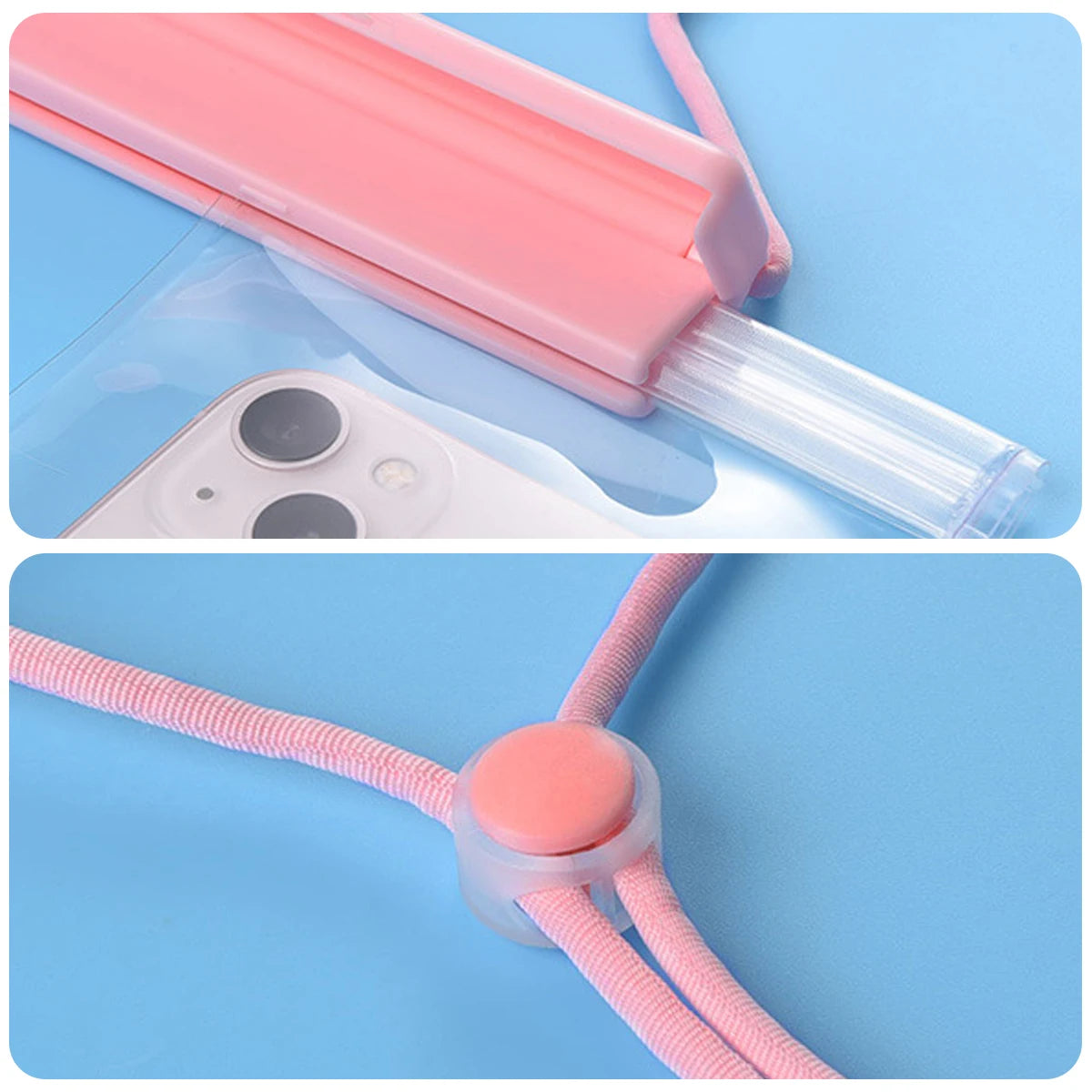 Waterproof phone pouch locking seal close up