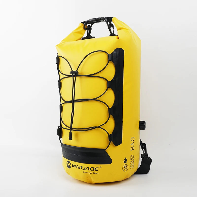 Yellow waterproof 20 litre roll top rucksack