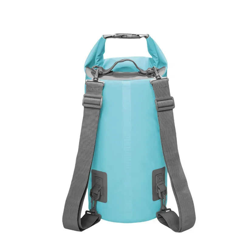 Teal waterproof roll top dry bag backpack