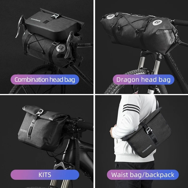 Welded seam waterproof bikepacking handlebar bag