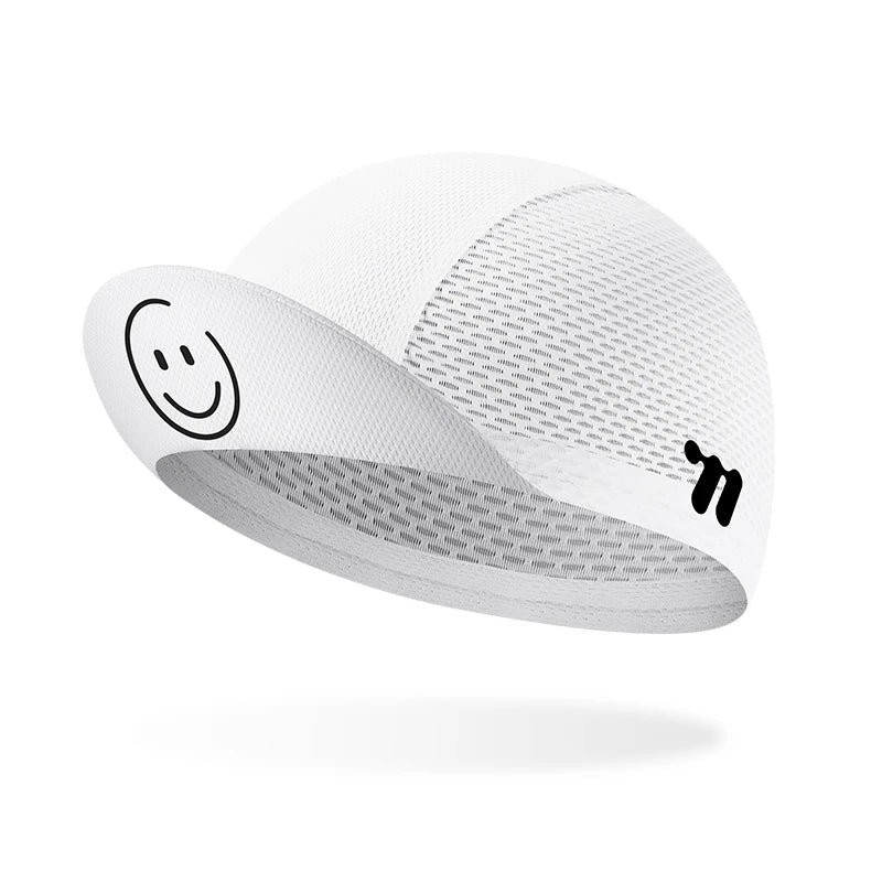 White breathable cycling cap side profile