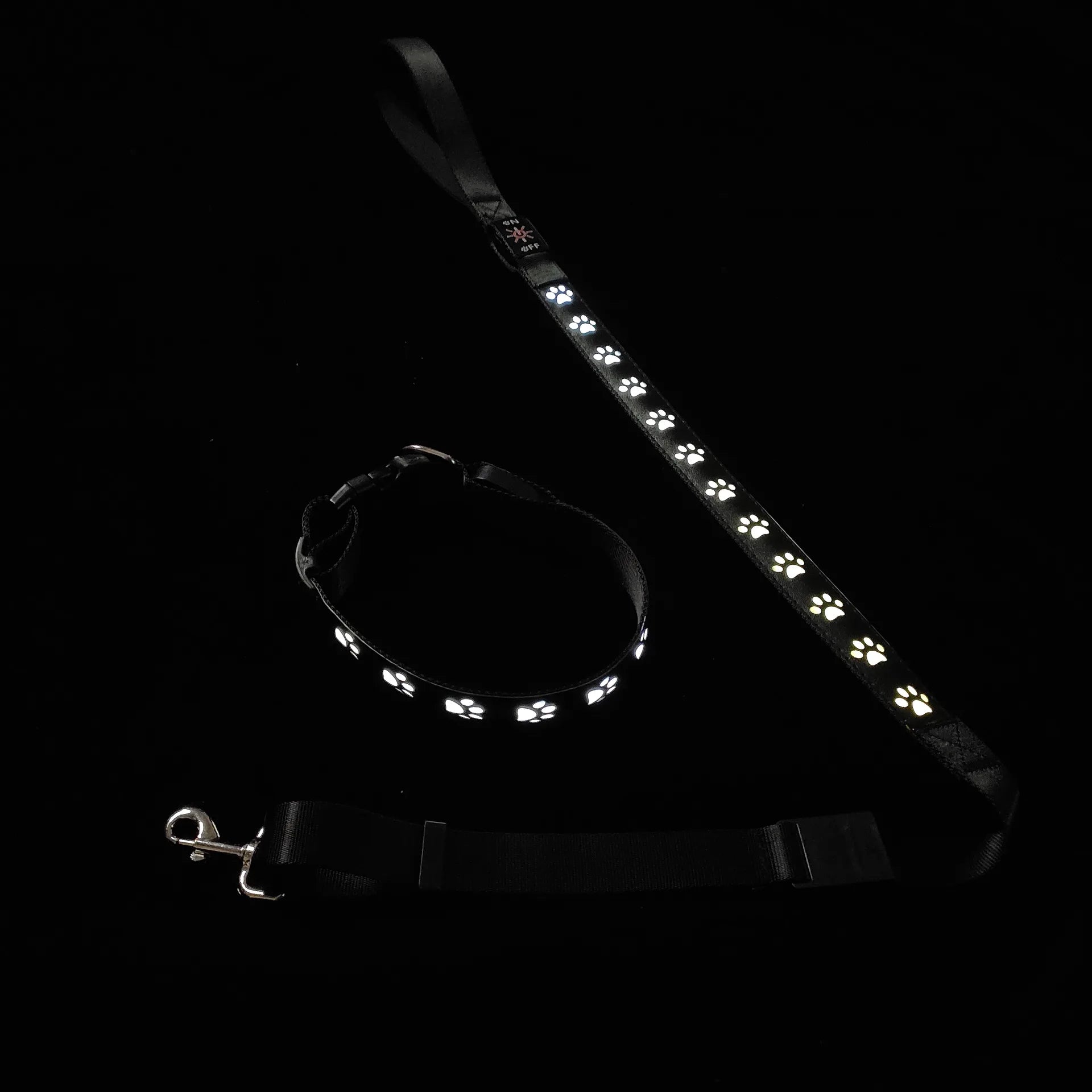 White LED dog collar and matching leash