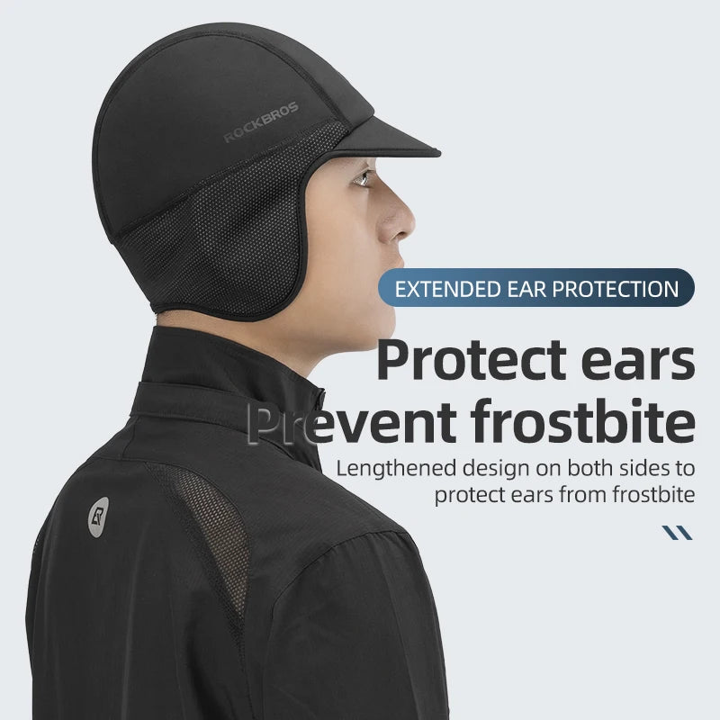Winter cycling cap highlighting ear protection and thermal lining
