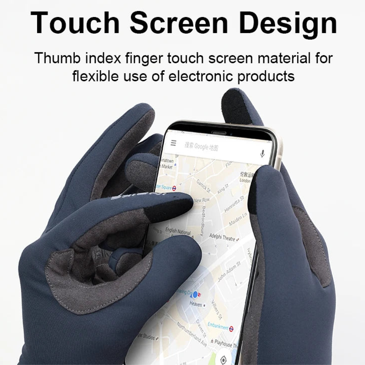 Winter cycling gloves with touchscreen thumb using phone