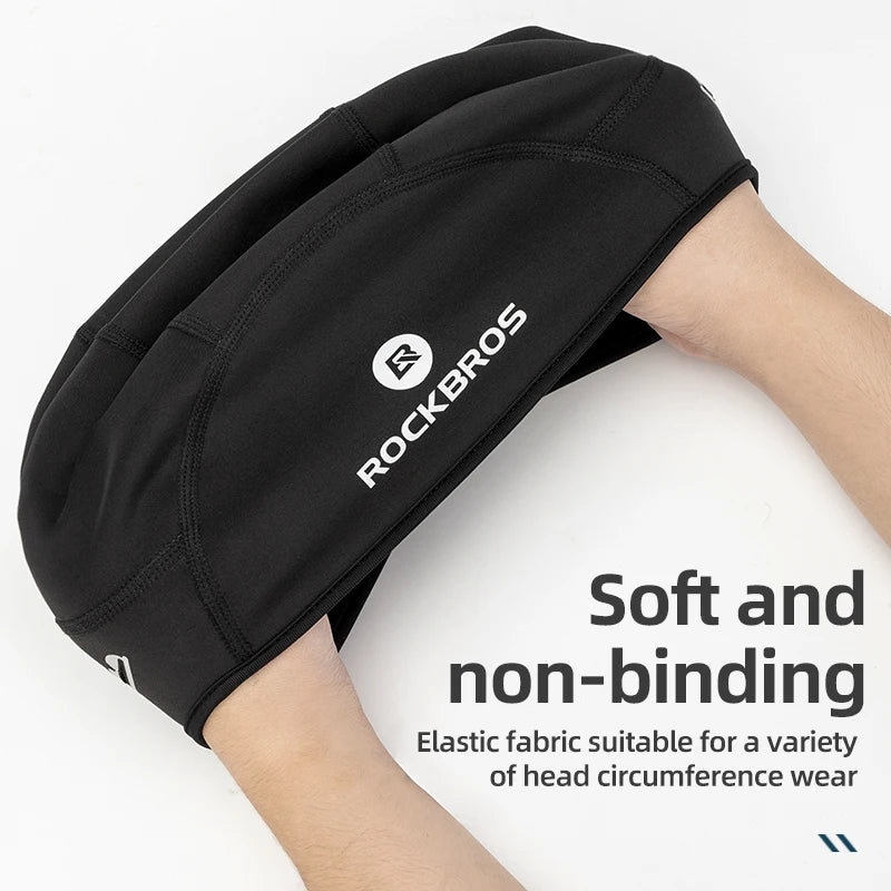 Winter helmet liner showing soft stretch fit detail