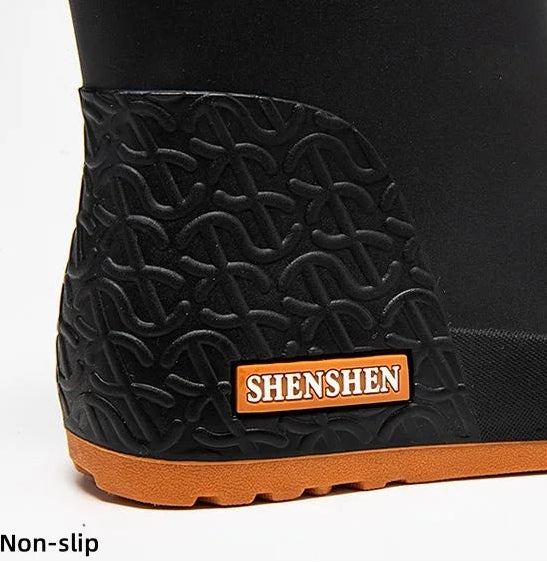 Rear view of women’s gumboots highlighting heel shape and grip sole