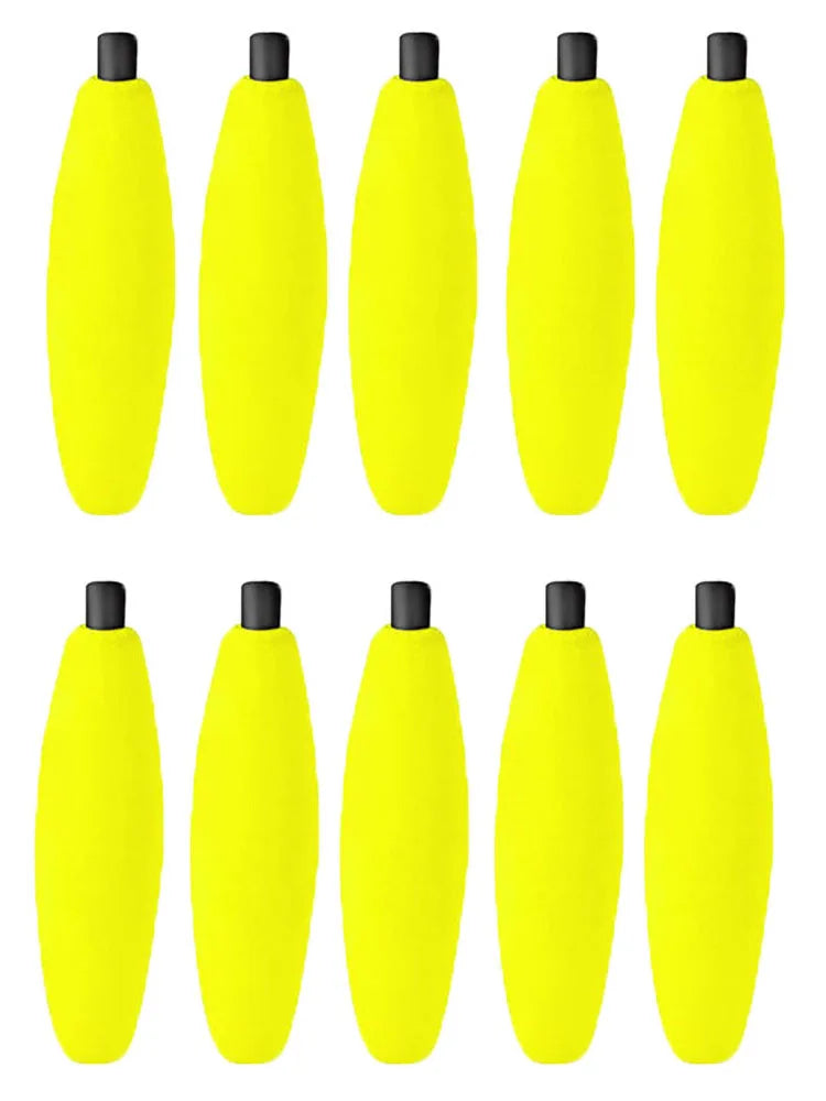 Yellow foam peg floats for sensitive strike detection in calm water