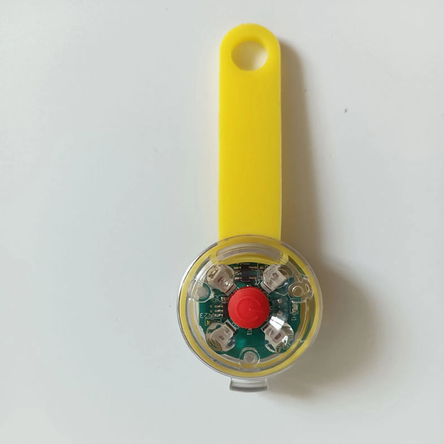 Yellow USB rechargeable LED dog collar light front view