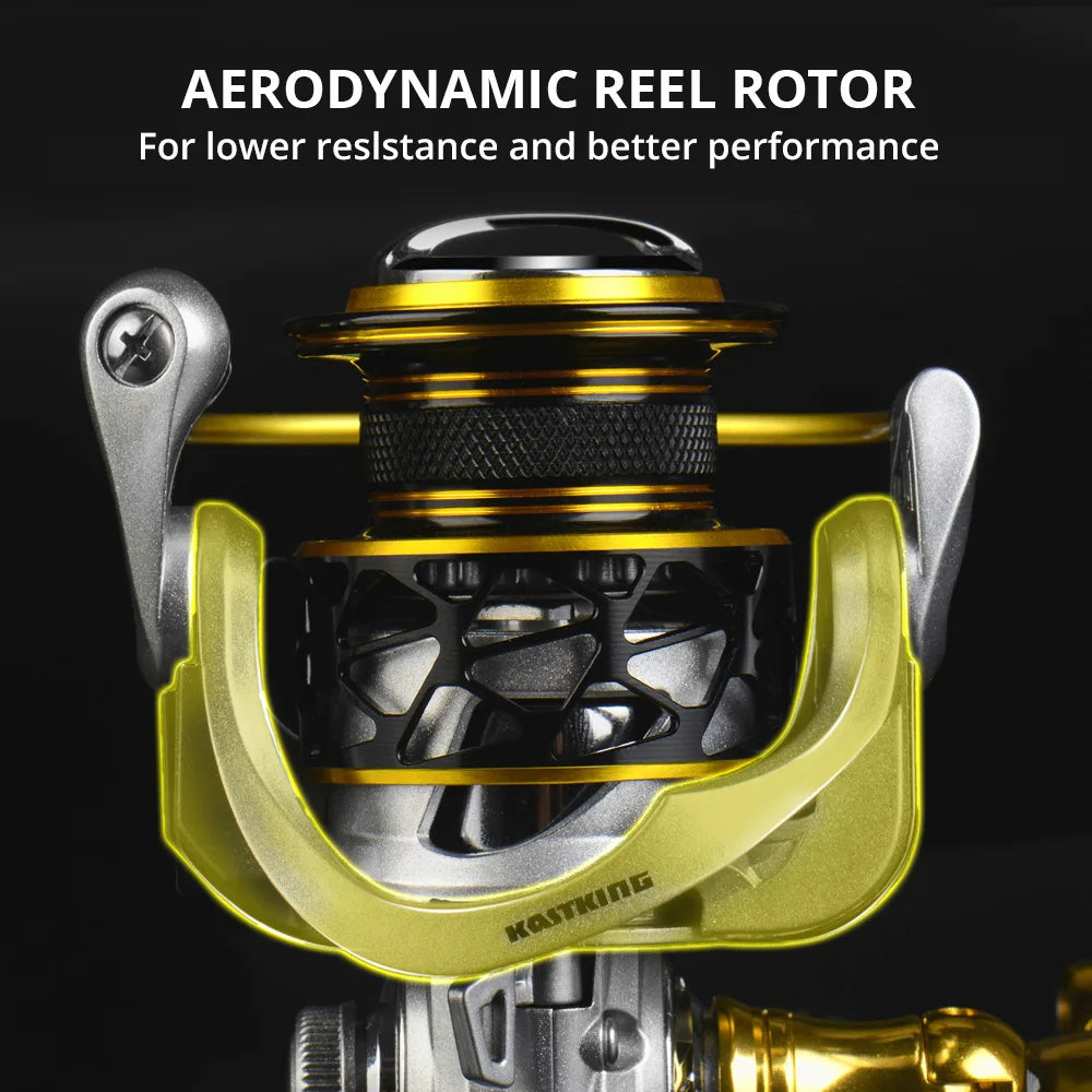 ZEPHYR spinning reel aerodynamic rotor design optimised for lower resistance and smoother rotation